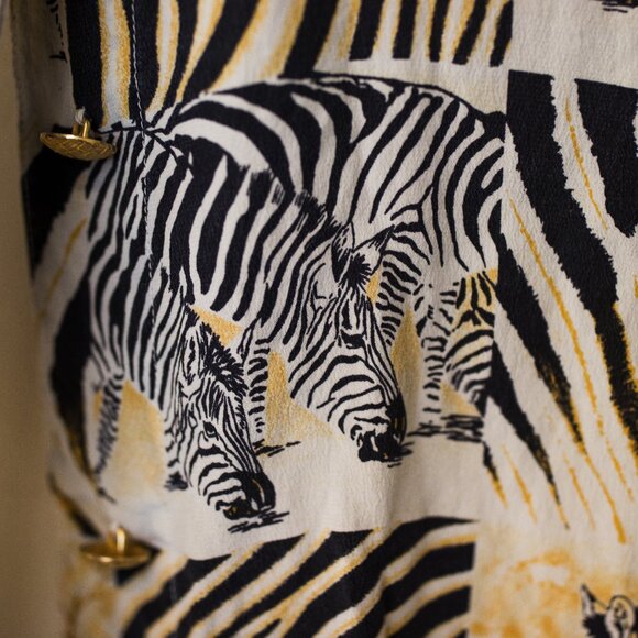 Vintage Escada Zebra Animal Print Silk Blouse - Picture 6 of 11